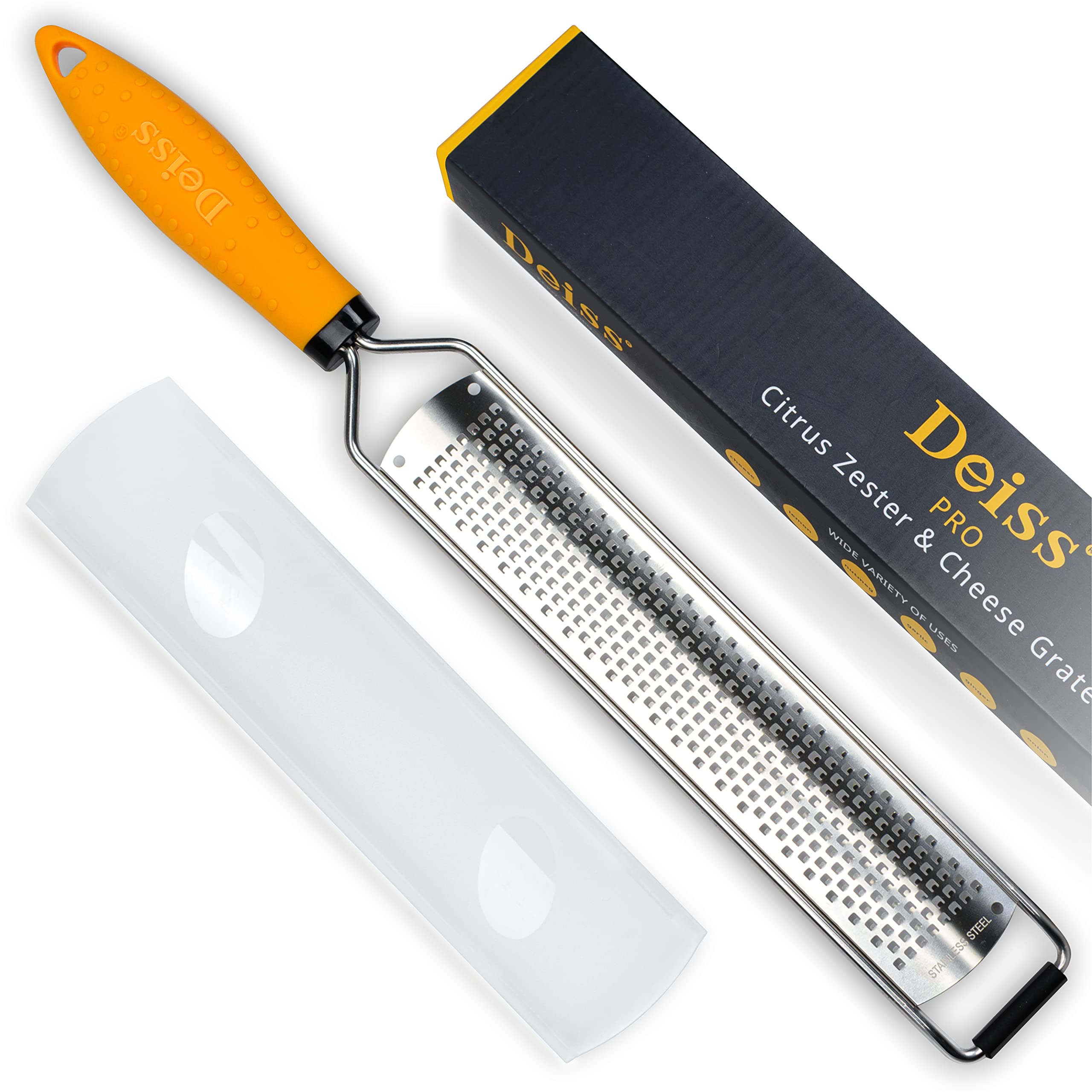Deiss PRO Lemon Zester & Heavy Duty Grater - Parmesan, Garlic, Nutmeg, Chocolate