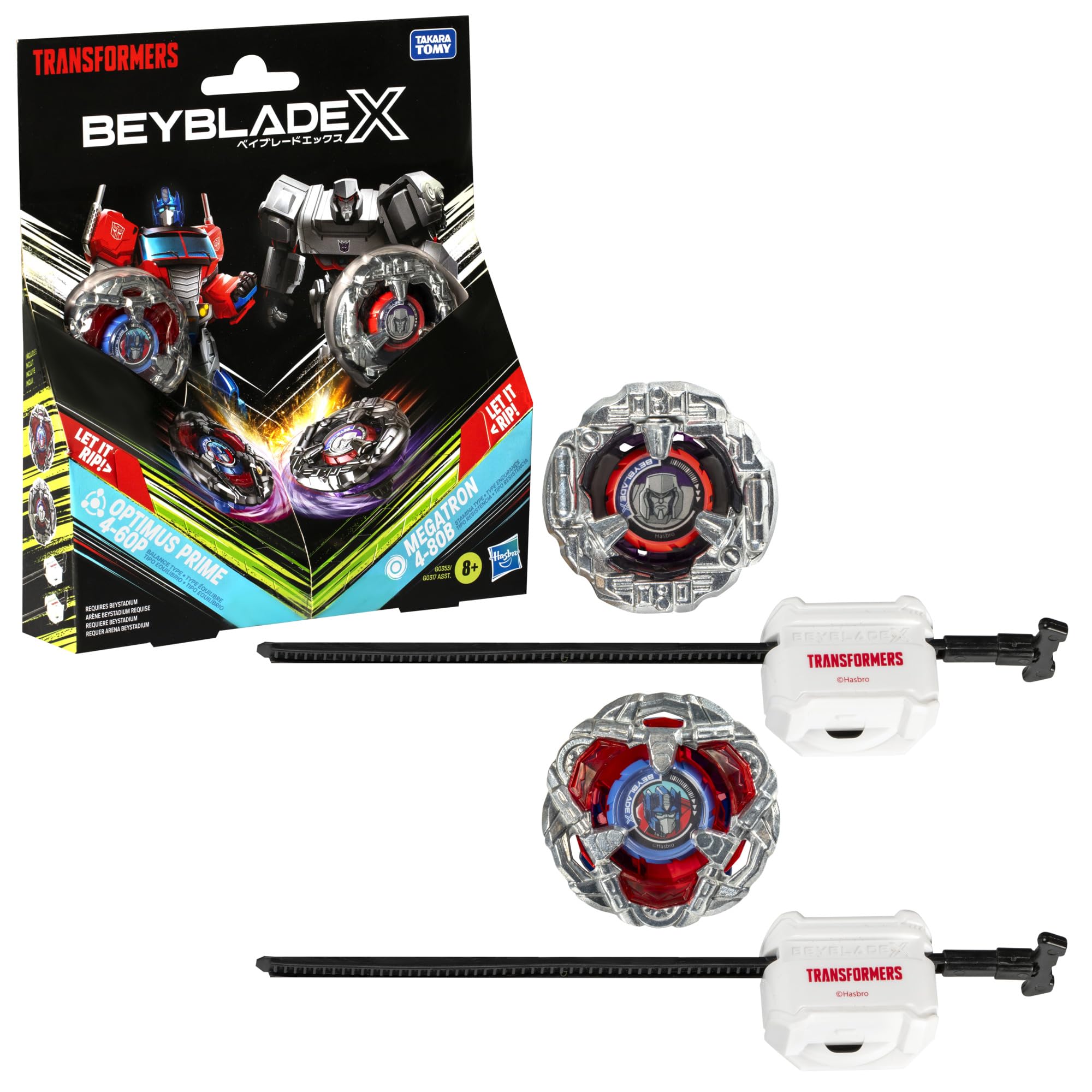 Beyblade X Transformers Collab Optimus Prime 4-60P vs. Megatron 4-80B Multipack 