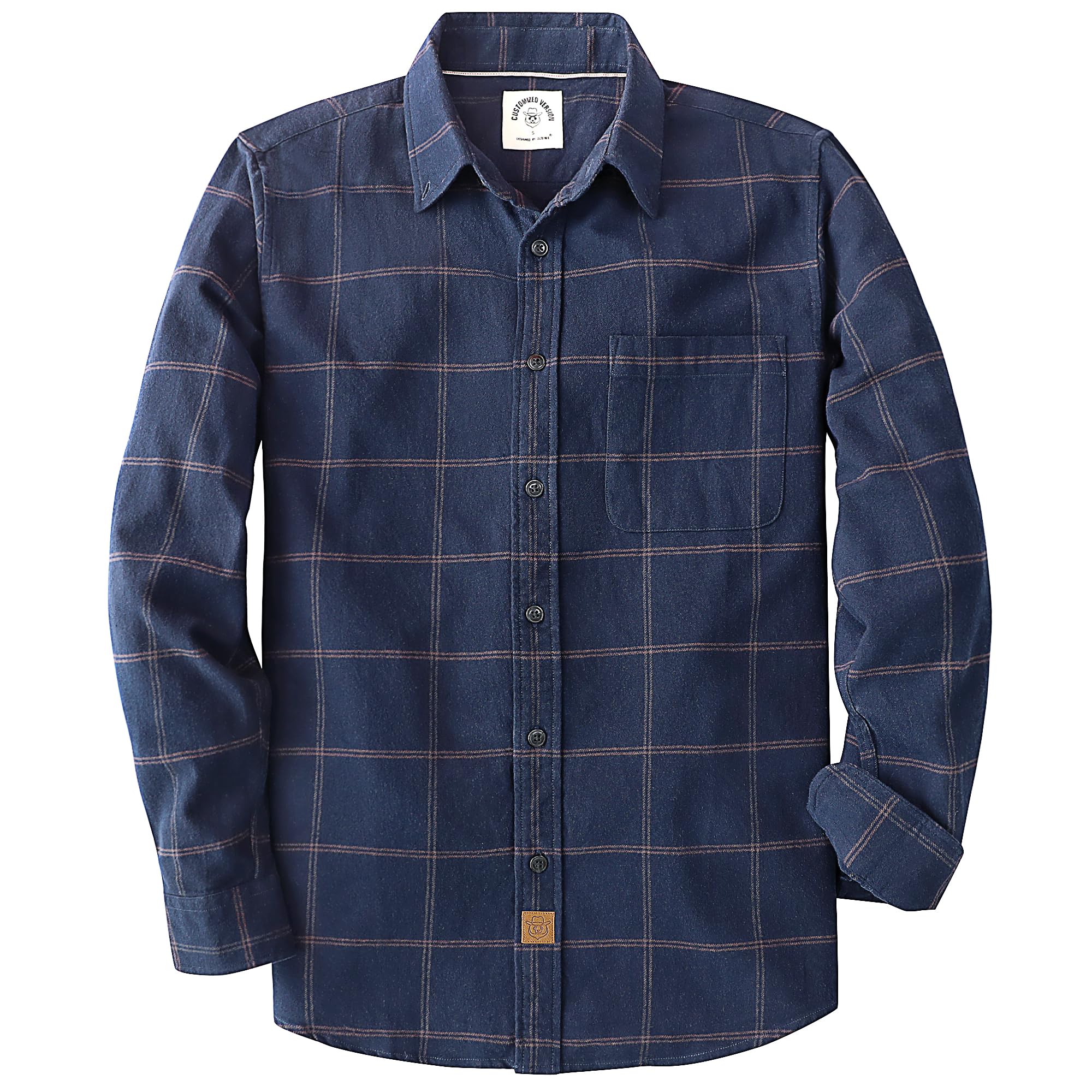 Dubinik® 6 oz Flanellhemd Herren Kariert Button Down Baumwolle Draußen