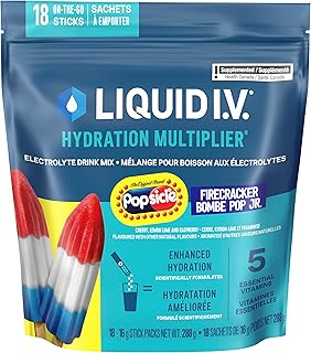 Liquid I.V. Hydration Multiplier Electrolyte Drink Mix, Firecracker, 18 ct | For hot days or summer fun, delivers vitamins B3, B5, B6, B12 and C to help you rehydrate fast. Non-GMO, gluten-free