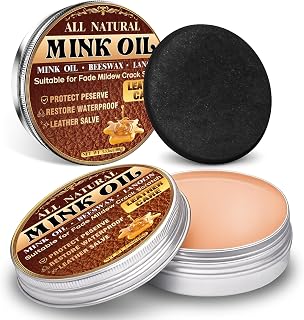 Vigorder Leather Conditioner Mink Oil Beeswax Balm for Leather Care 100g