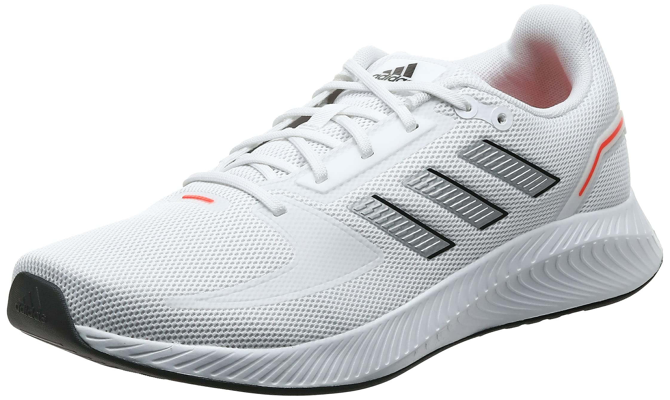 Adidas Men's RUNFALCON 2.0 Running Shoe, FTWR White Silver Met Solar Red, 11