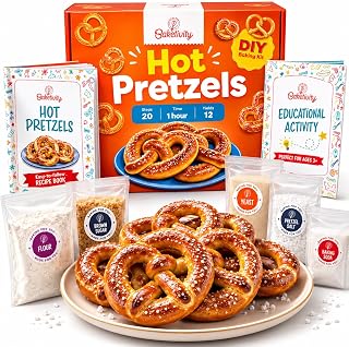 Baketivity Pretzel Kids Baking Kit with Pre-Measured Ingredients | Mess-Free Baking and Real Cooking Experience Featuring Kid-Friendly Recipe, Educational Activity Gift for Ages 5–12+