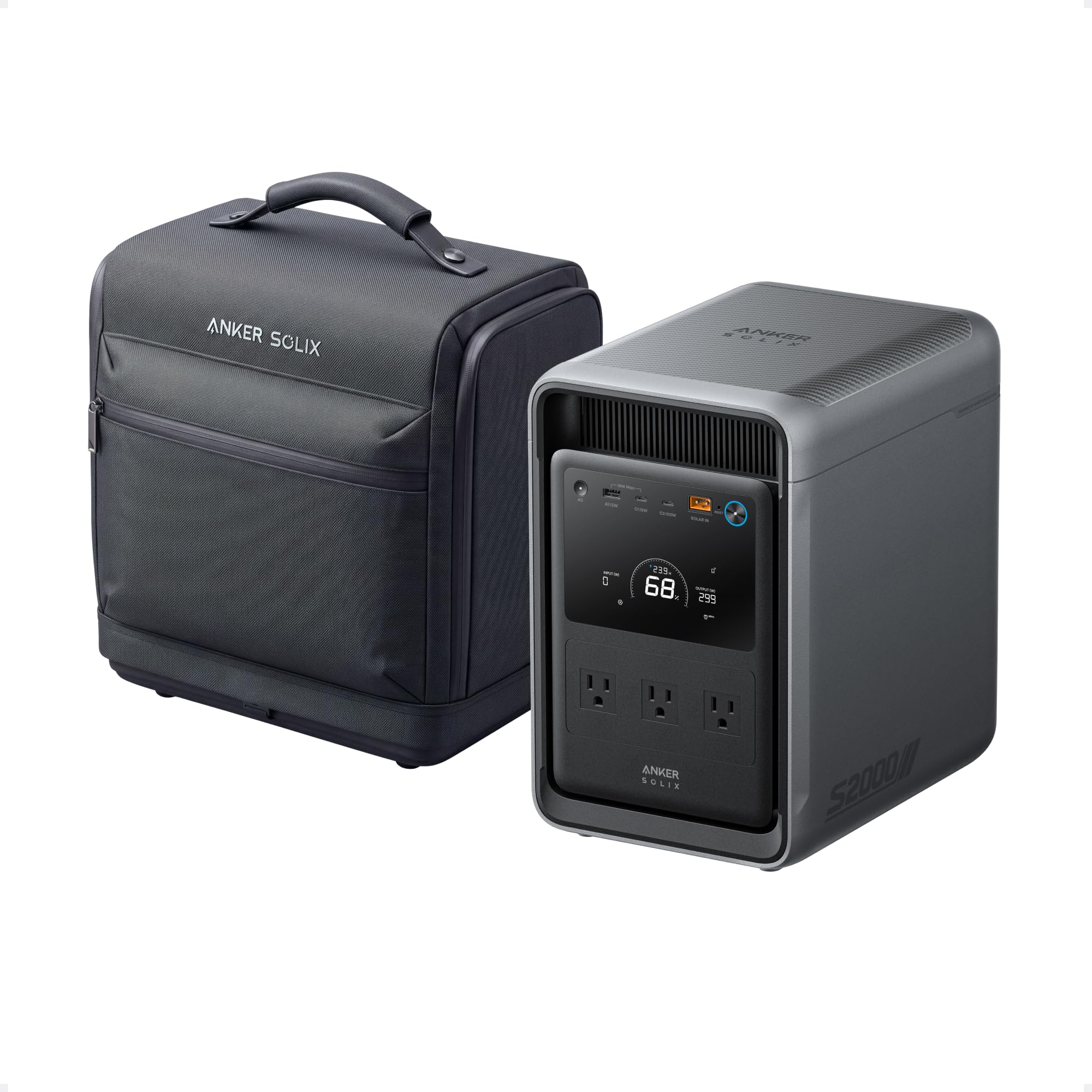 Anker SOLIX S2000 Portable Power Station with Protective Bag | 2,010Wh LiFePO4 B