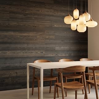 SINGULARWOOD Tongue & Groove Pine Wood Wall Panels,Wood Planks for Walls | Easy Nail-up or Glue-on Installation,11.50 Square Feet/box,Rustic Black