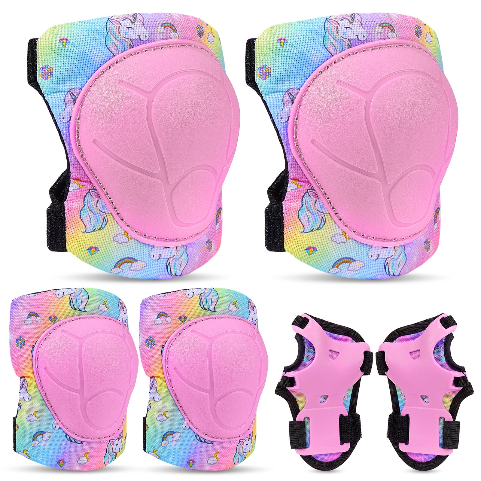 Unicorn Castle Kids Protective Gear Set,Knee Pads and Wrist Guards Ages 3-8 | Ad