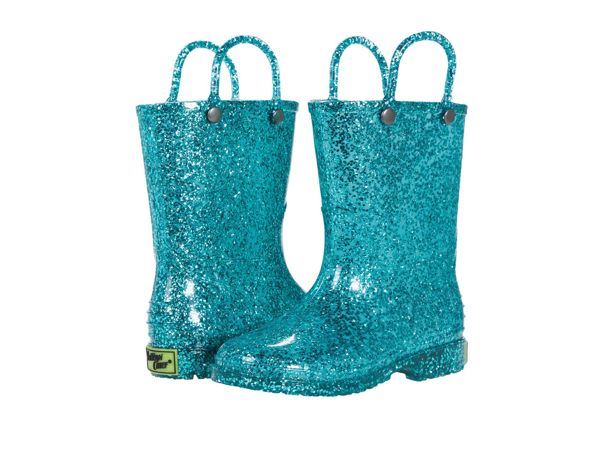 Western Chief Girl's Glitter Waterproof Rain Boot with Easy Pull on Handles, Per