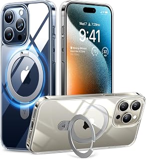 TORRAS Magnetic for iPhone 14 Pro Max Case with Stand, Non-Yellowing, Clear