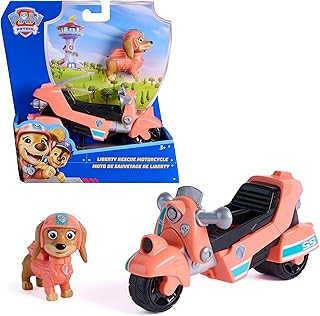 Paw Patrol, Liberty Rescue Motorcycle with Character, 3+ Years | Ruote Funzionanti, Almeno 73% Plastica Riciclata, Personaggio Liberty, Uniforme Rosa, Non Richiede Pile, 3+ Anni