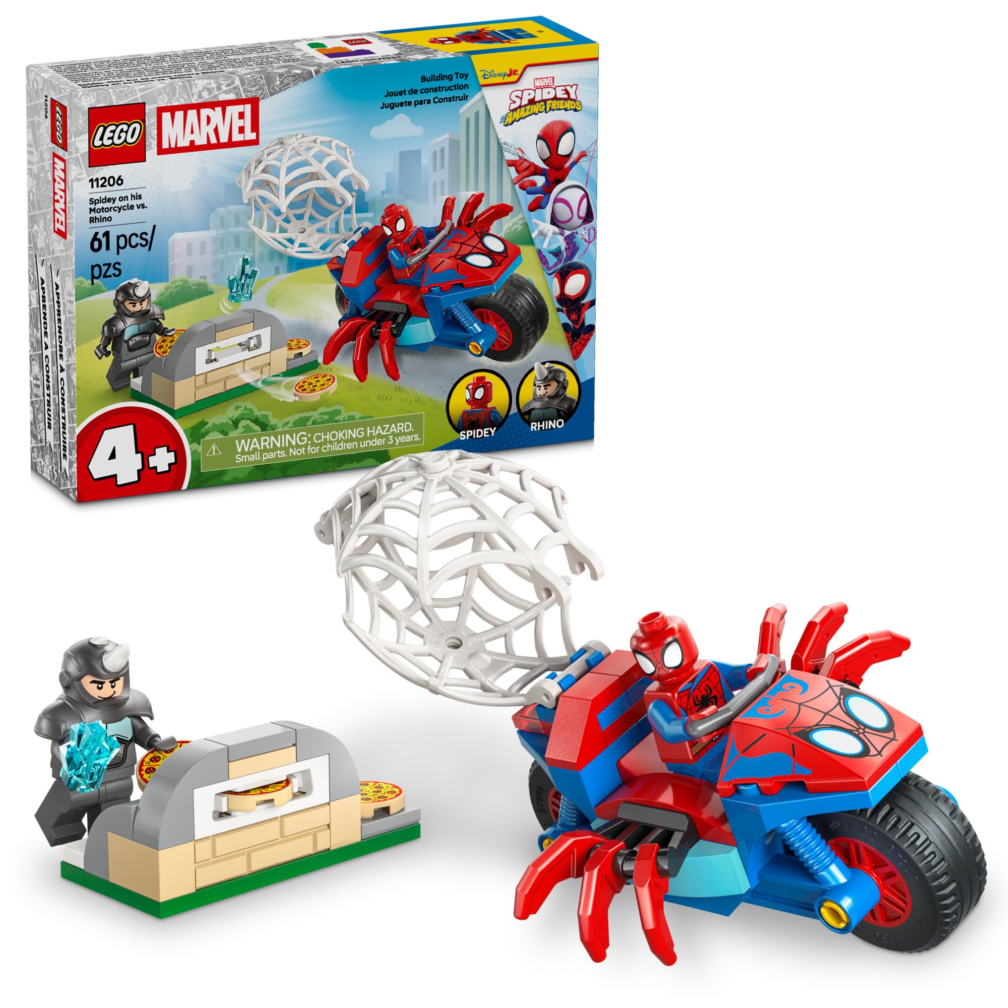 LEGO Marvel Spidey on his Motorcycle vs. Rhino 11206 | Building Toys for Boys & 