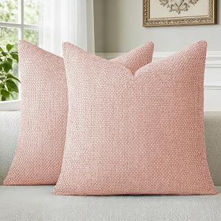 a moment Pink Spring Chenille Throw Pillow Covers 20x20 Inch Pack of 2 Modern Decorative Throw Pillow Covers Farmhouse Cross Covers Home Decor for Sofa Bedroom Living Room