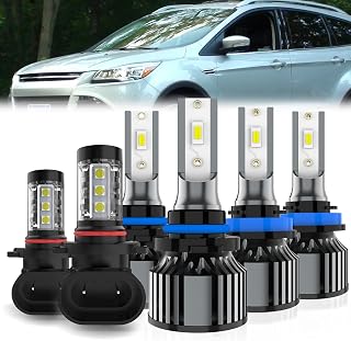 Led Headlights Fit for Ford Escape 2013-2016 Headlight Bulbs,9005/HB3/H10 High Beams+ H11/H8/H9 Low Beams+ 9145/9140 Fog Lights Combo Kit,Plug And Play,Pack of 6