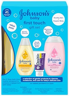 Johnson's Baby First Touch Gift Set, 3 Items | Baby Wash &amp; Shampoo, Baby Lotion, Zinc Oxide Diaper Rash Paste, Hypoallergenic, No Added Parabens Or Dyes