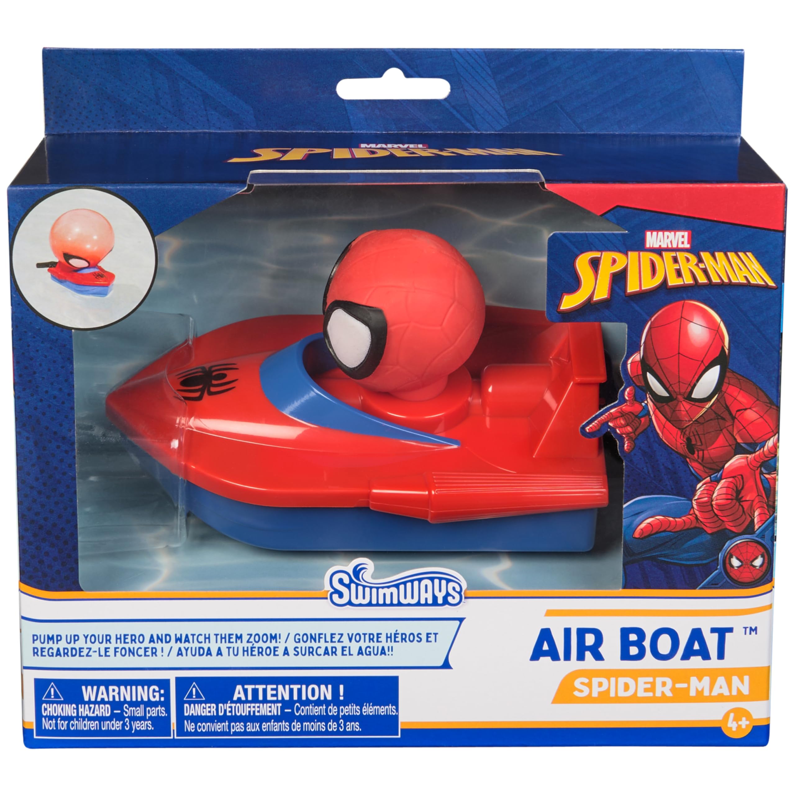 SwimWays Marvel Spider-Man Air Boat, Swimming Pool Accessories & Kids Pool Toys,