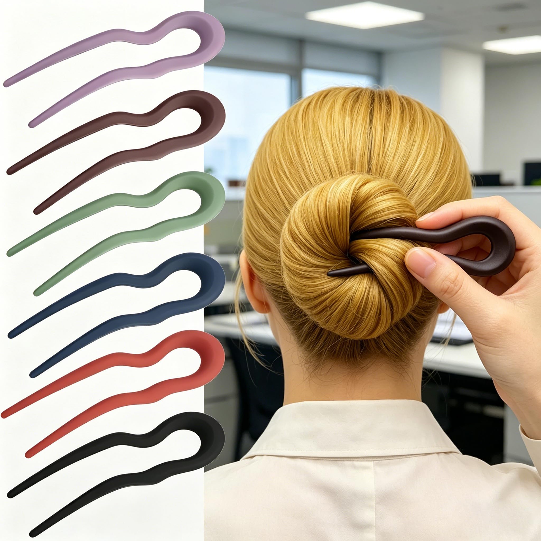 7 Pcs French Twist Hairpins for Thick Hair Fashion U Shape Hairpin Women Accesso