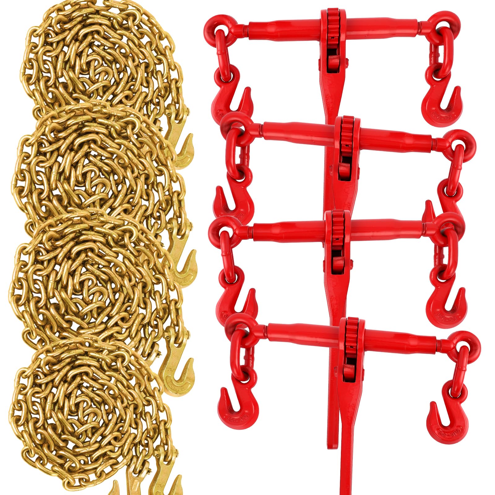 Garvee 4 Packs 3/8 in-1/2 in G70 Chain Binders Set, 3/8 in ×10 ft Chains | Load 