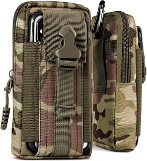 ONEFLOW Survival Case for Google Pixel 9 Pro XL, Mobile Phone Belt Bag Made of Nylon with Carabiner, Tactical EDC Case with Belt Holder, Mobile Phone Case, Outdoor Mobile Phone Case, Camo Green