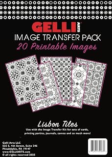 Gelli Arts Image Transfer Printables Lisbon Tiles - 20 Tile Images Included, Use Gel Plates, Great for Teachers and Students of All Ages