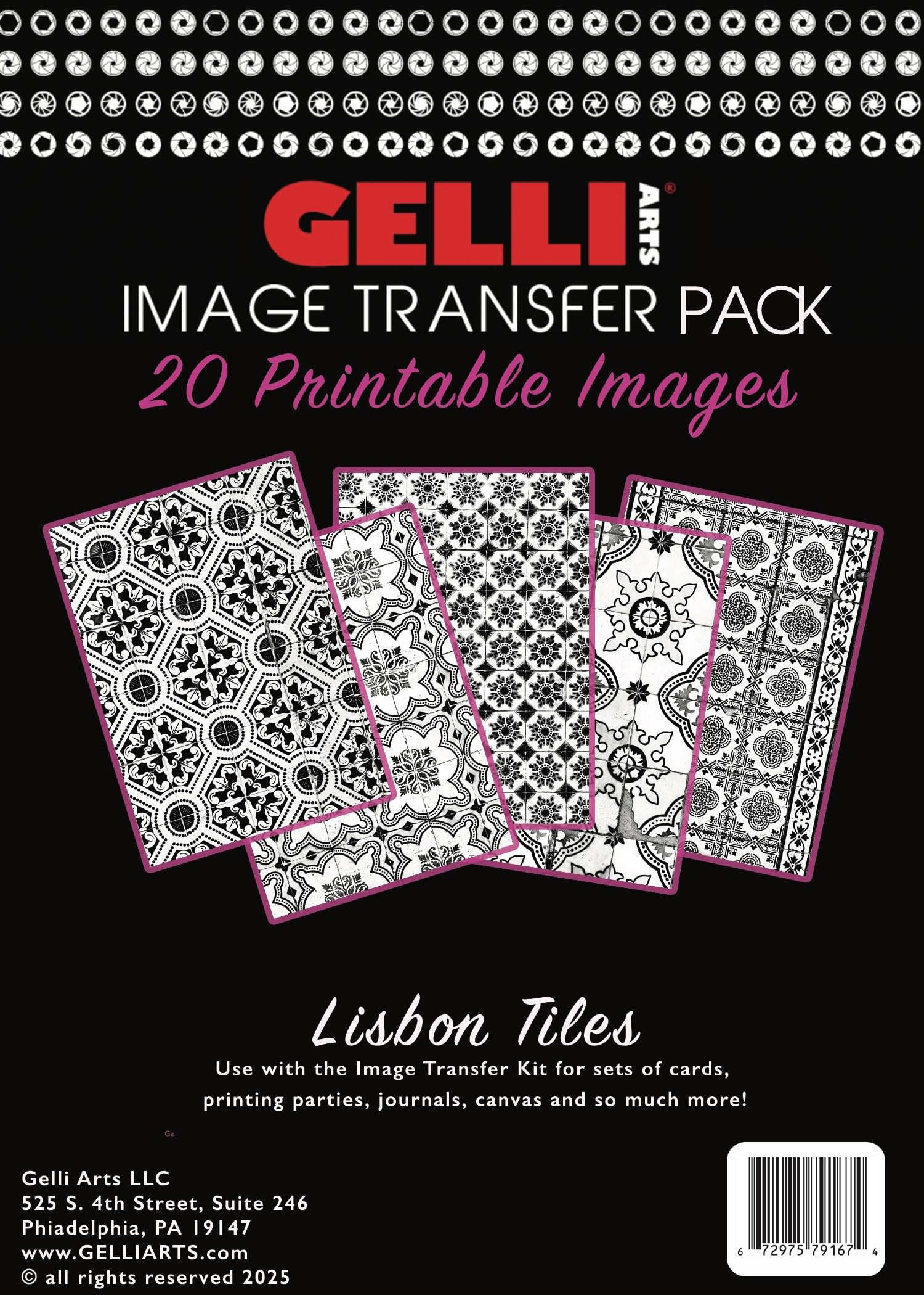 Gelli Arts Image Transfer Printables Lisbon Tiles - 20 Tile Images Included, Use
