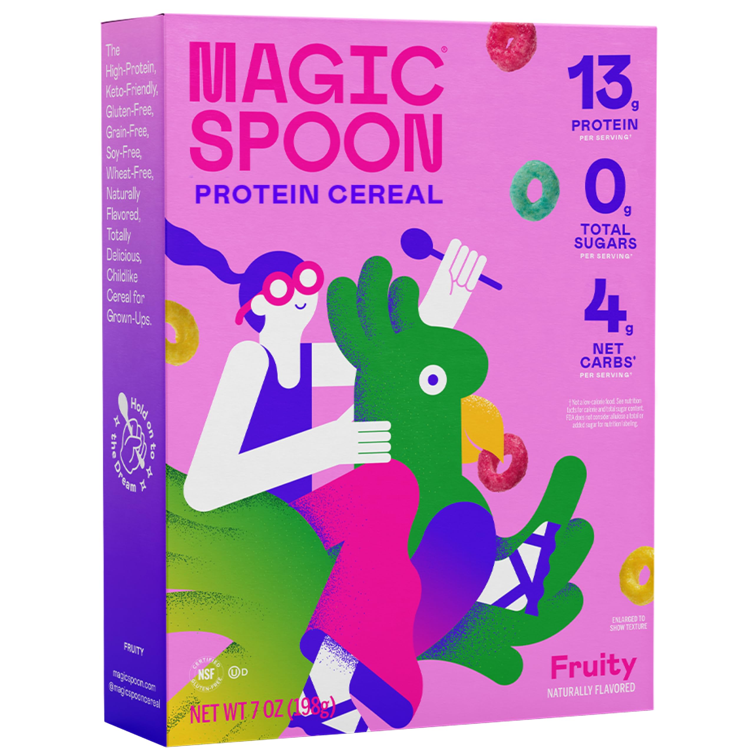 Magic Spoon Fruity High Protein Cereal - 7 oz Box - Keto & Gluten Free | Sugar f