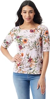 Gloria Vanderbilt Alanis Boat Neck Knit tee Shirt with Elbow Sleeves Standard Alanis – Jersey T-Shirt with Boat Neck and Elbow Sleeves Standard Women (Pack of 1)