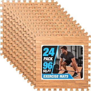 Art3d EVA Puzzle Exercise Mats, 24"x24", 1/2" Thick,24-Pack,Teak | Covers 96 Sq.Ft, Foam Construction, Interlocking Design, Ideal for Flooring, Workout and Gym Equipment
