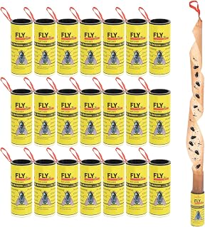WD&CD 22Pcs Fly Paper Strips Sticky Fly Ribbons Traps Fly Tape Trap Ribbons | for Indoor and Outdoor Catcher for Fruit Flies/Gnat/Insect/Pest/Mosquito