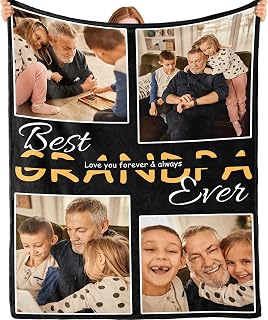 Bemaystar Custom Blanket for Grandpa - Personalized Gift from Grandaughter Grandson, Fathers Day Birthday Present, 32x48in