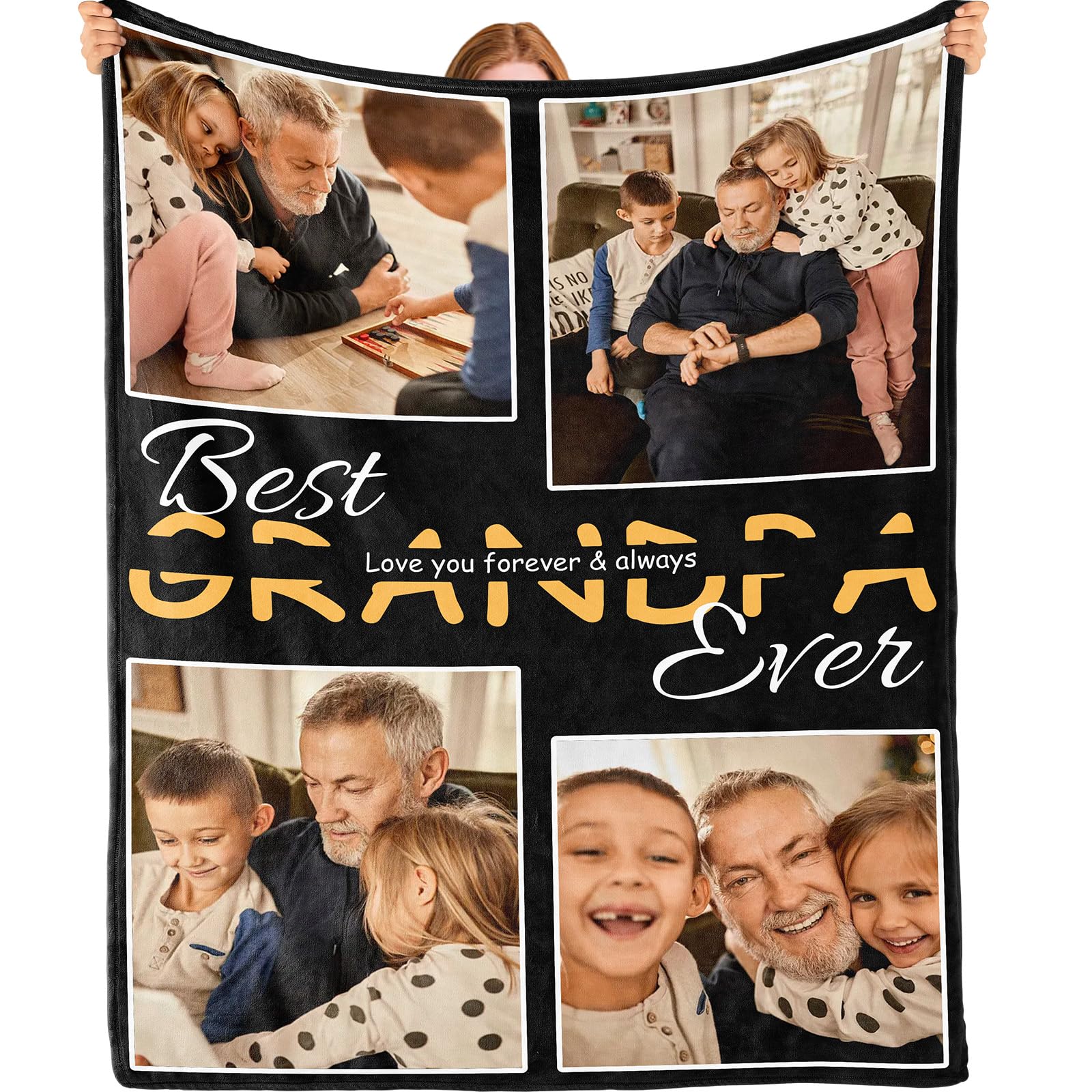 Bemaystar Custom Blanket for Grandpa - Personalized Gift from Grandaughter Grand