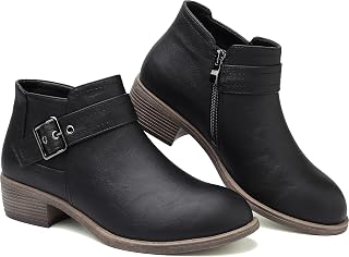 ziitop Women's Black Zip Up Ankle Boots Elegant Ankle Boots Women Pointed Toe Buckle Western Chelsea Boots Autumn Winter Unlined Versatile