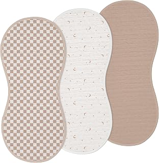 Hahafelt 3 Pcs Baby Changing Pad Liners,Elegant Style,Brown | Compatible with Peanut Changer, Organic Cotton Cover, Waterproof Backing, Washable Reusable, Warm Soft for Baby