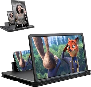 KUVPIUS 14" Screen Magnifier for Cell Phone, 3D Foldable Phone Stand Screen Enlarger, Mobile Phone Screen Amplifier, Eye-Caring for Browsing Video and Watching Movies, Reading Books (Black, 14 Inch)