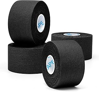 OK TAPE 4 Rolls Black Athletic Tape, Sports Tape, Very Strong, Easy Tear | Medical Tape, Wrist Tape, No Sticky Residue, Secure Ankle, Finger, Knee- 1.5inch x 15yards