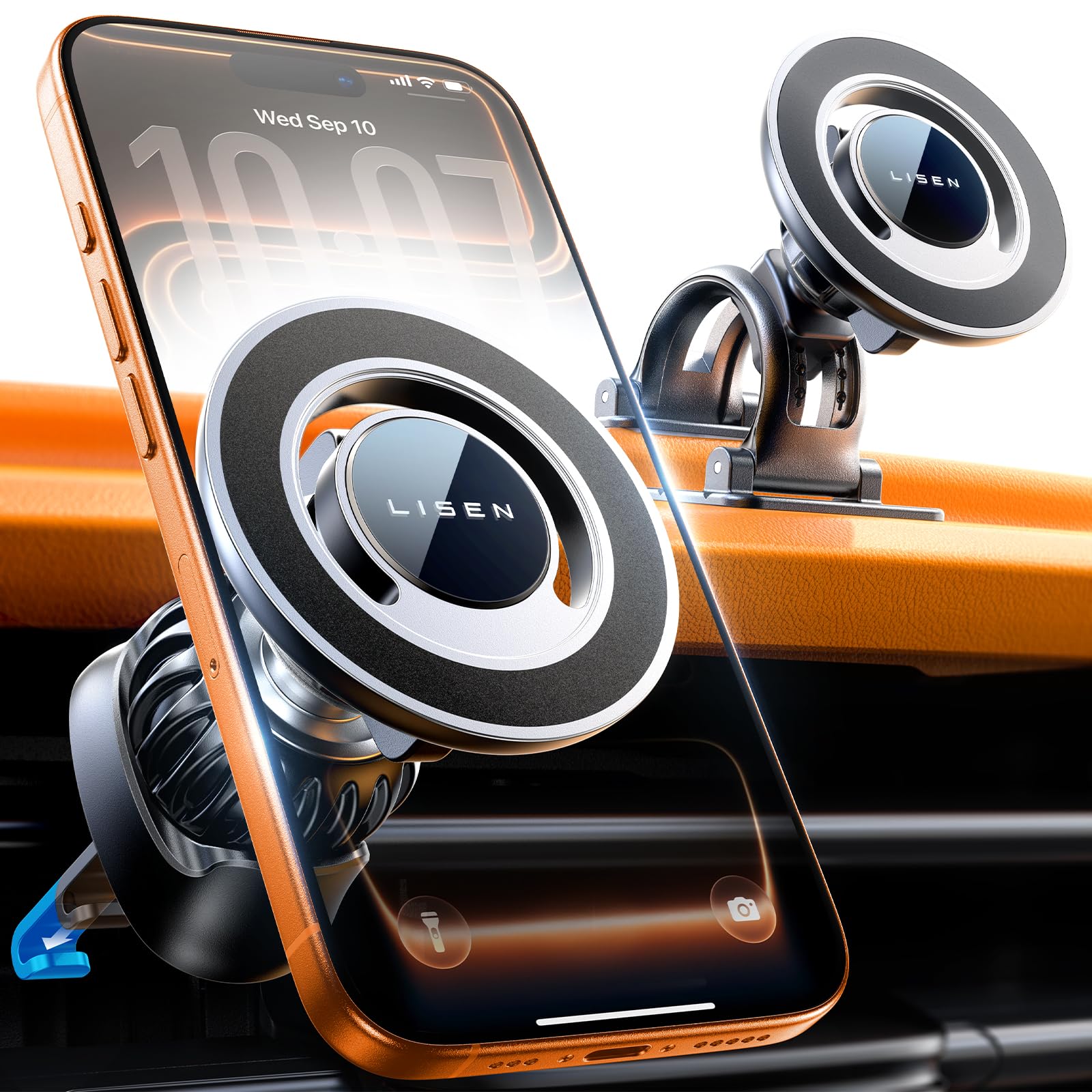 LISEN Compatible for MagSafe Car Mount for iPhone Strong Magnetic Phone Holder f