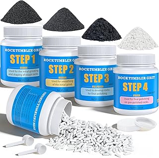 KomeStone Rock Tumbler Grit Kit - 4LB Rock Polishing Grit & Ceramic Tumbling Media, 4-Step Polish Refill, Polish Up to 25 lbs of Rocks, Compatible with All Rock Tumblers & Polishers