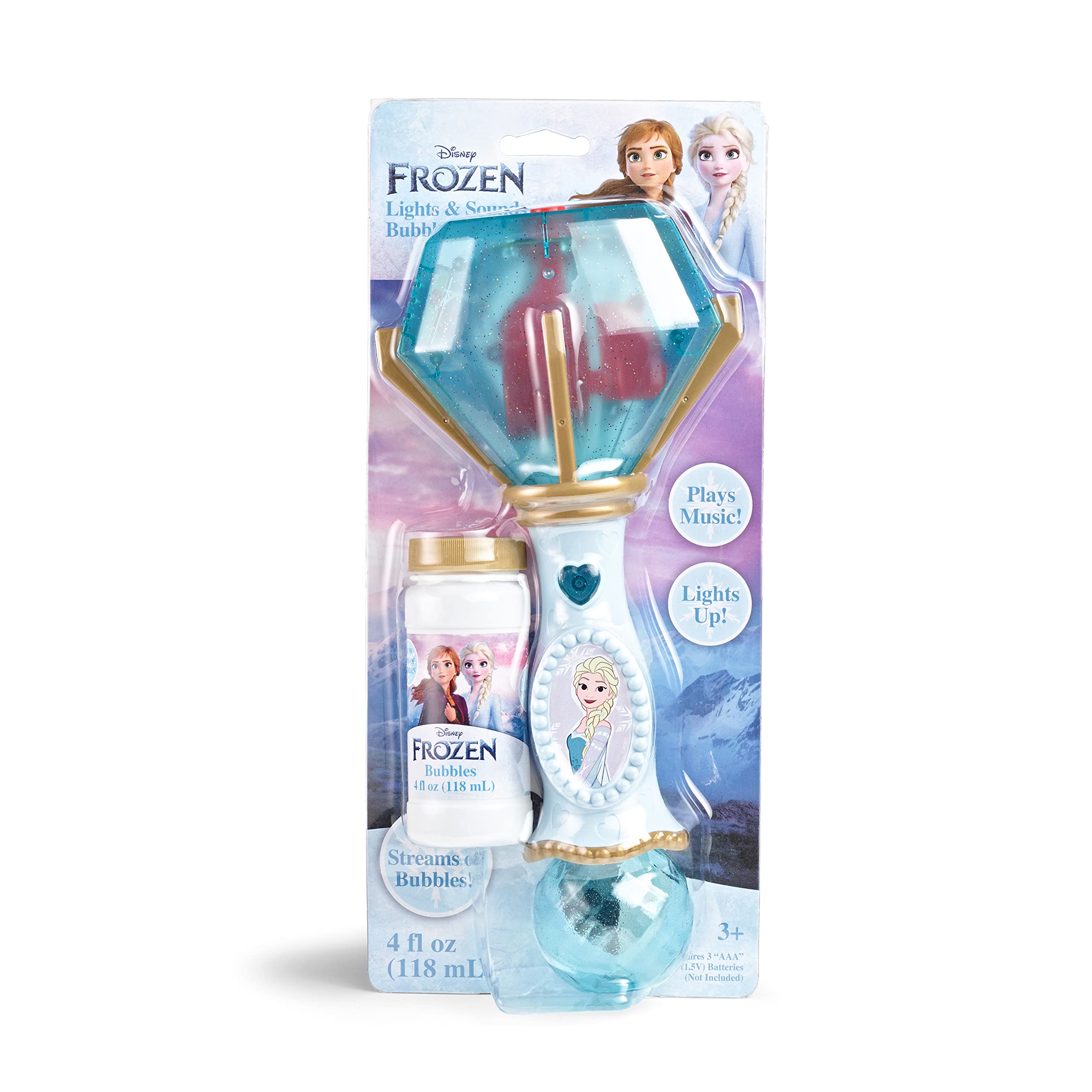 Little Kids Disney Frozen Elsa Light and Sound Musical Bubble Wand, Includes Bub