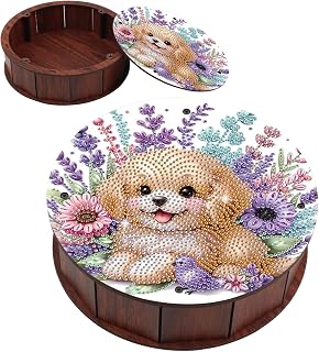 Diamond Painting Storage Box Dog DIY 5D Special Shape Diamond Art Organizer Round Diamond Desktop Ornament for Adults Beginners Home Office Decor Craft Gift