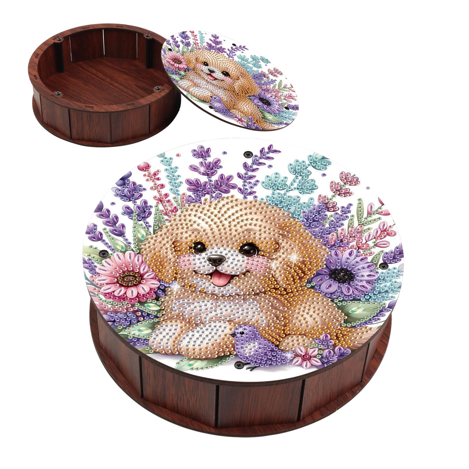 Diamond Painting Storage Box Dog DIY 5D Special Shape Diamond Art Organizer Roun