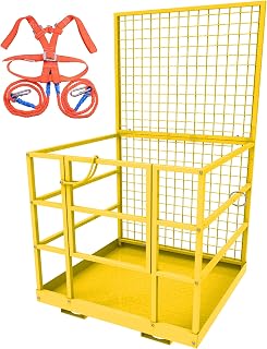 YITAMOTOR 43"x45" Forklift Safety Cage, 1400lbs Basket Platform w/Strap | Forklift Work Platform, Collapsible Lift Basket Aerial Platform for Lifting Loader, Easy Installation, Reinforced