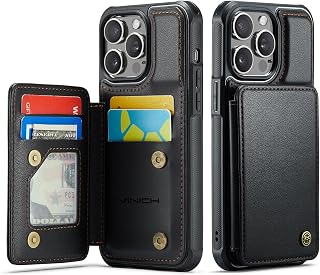 Vinich for iPhone 15 Pro Wallet Case with Card Holder, Black