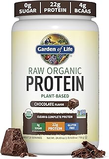 Garden of Life Raw Organic Protein Powder, Vegan, Chocolate, 20 Servings | BCAA, Probiotics & Digestive Enzymes, Gluten & Lactose Free