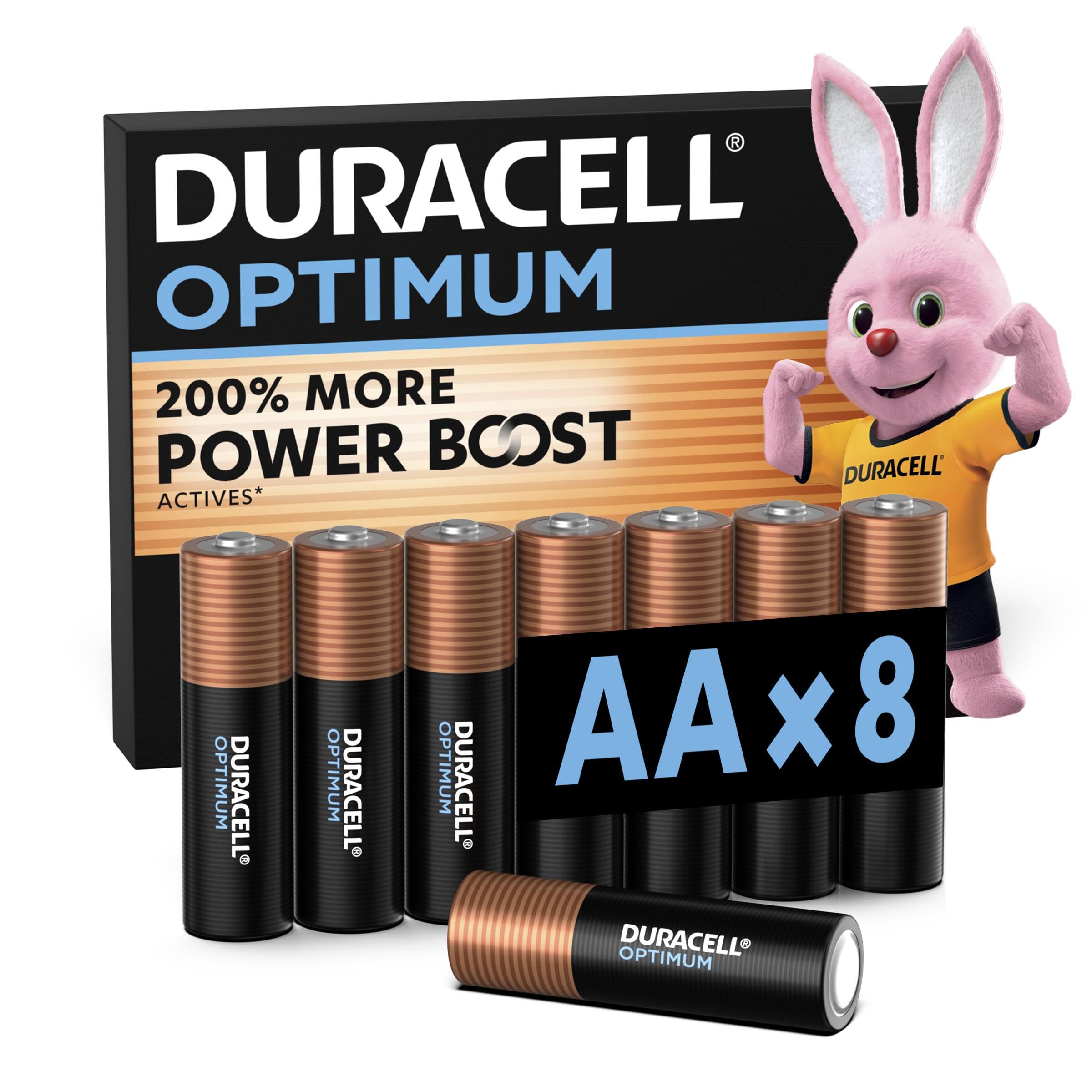 DURACELL Optimum AA Alkaline Batteries (8 Pack) 1.5V, LR06 | Double A Battery - 
