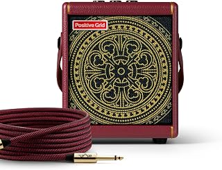 Positive Grid Spark MINI Vai 10W Portable Smart Amp, Designed by Steve Vai | Exclusive Mandala grille, burgundy tolex, burgundy weave cable & 4 custom Steve Vai presets. 100k+ tones, smart app.