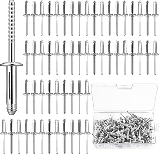 LEIFIDE 100 Pcs 1/4" X 1" Trifold Rivets Assortment, Silver | Aluminum Tri Grip Exploding Pop Rivets, Bulb Style for Kayak Marine Boat Buildings Containers