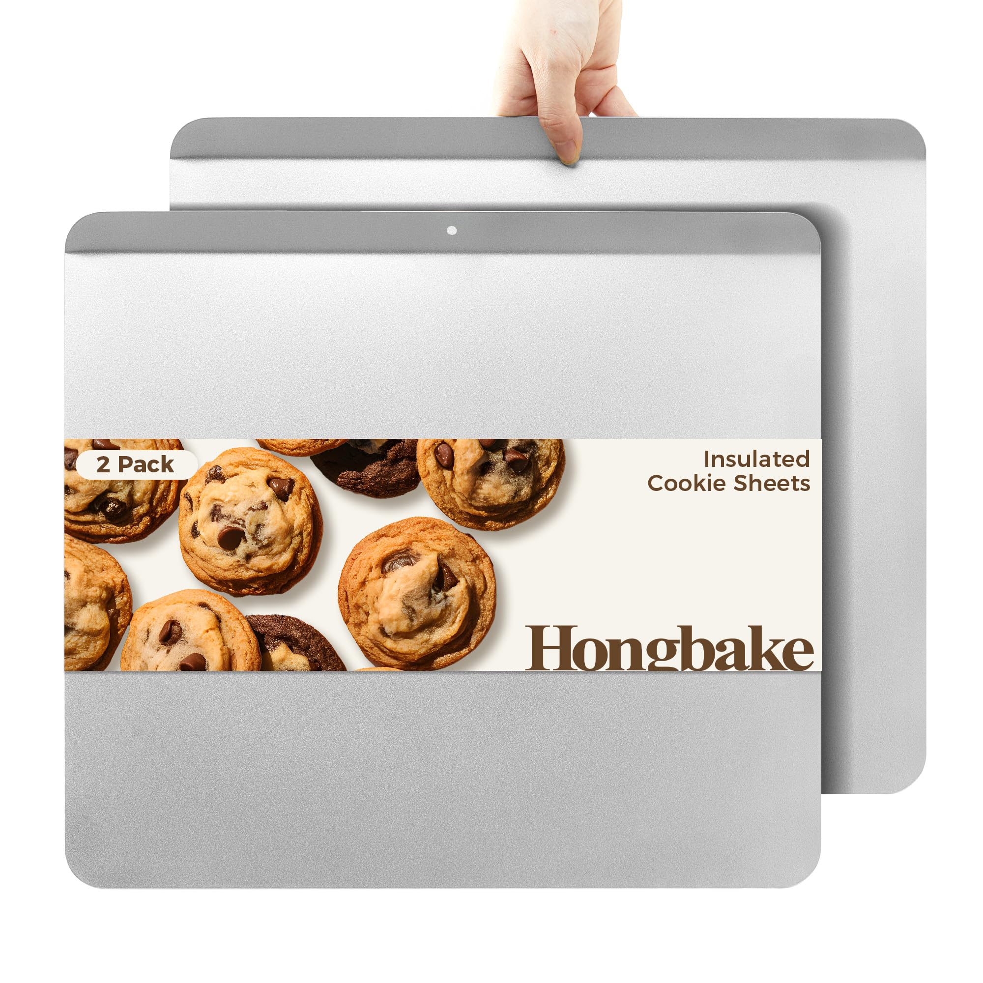 HONGBAKE 2 Pieces Large Flat Cookie Sheet No Edges, Nonstick Insulated Baking Pa