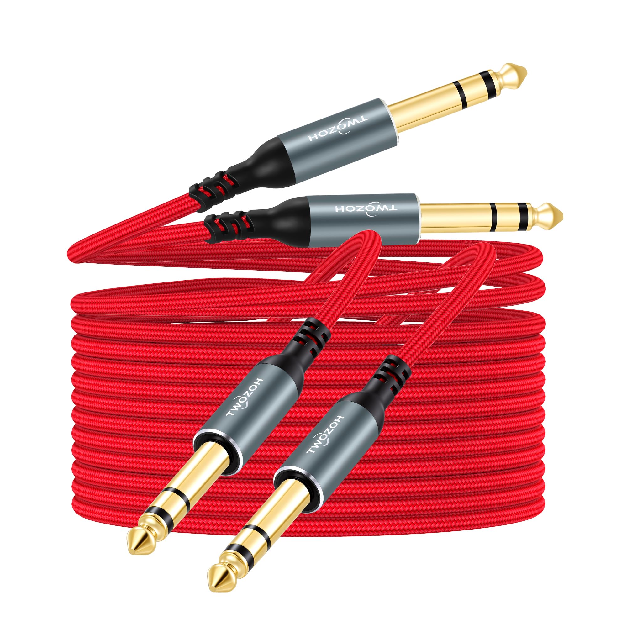 Twozoh 1/4 Inch to 1/4 Inch Jack Balanced TRS Stereo Audio Cable 0.5M,2 Pack 6.3