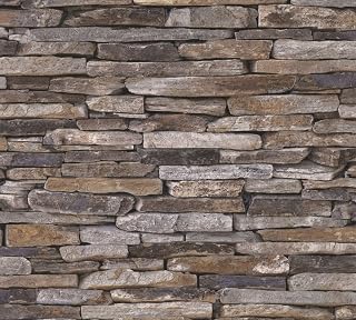 A.S. Création Wallpaper Brick Elements Non-Woven Wallpaper 33 ft x 1.74 m Brown Beige Yellow Made in Germany 914217 9142-17
