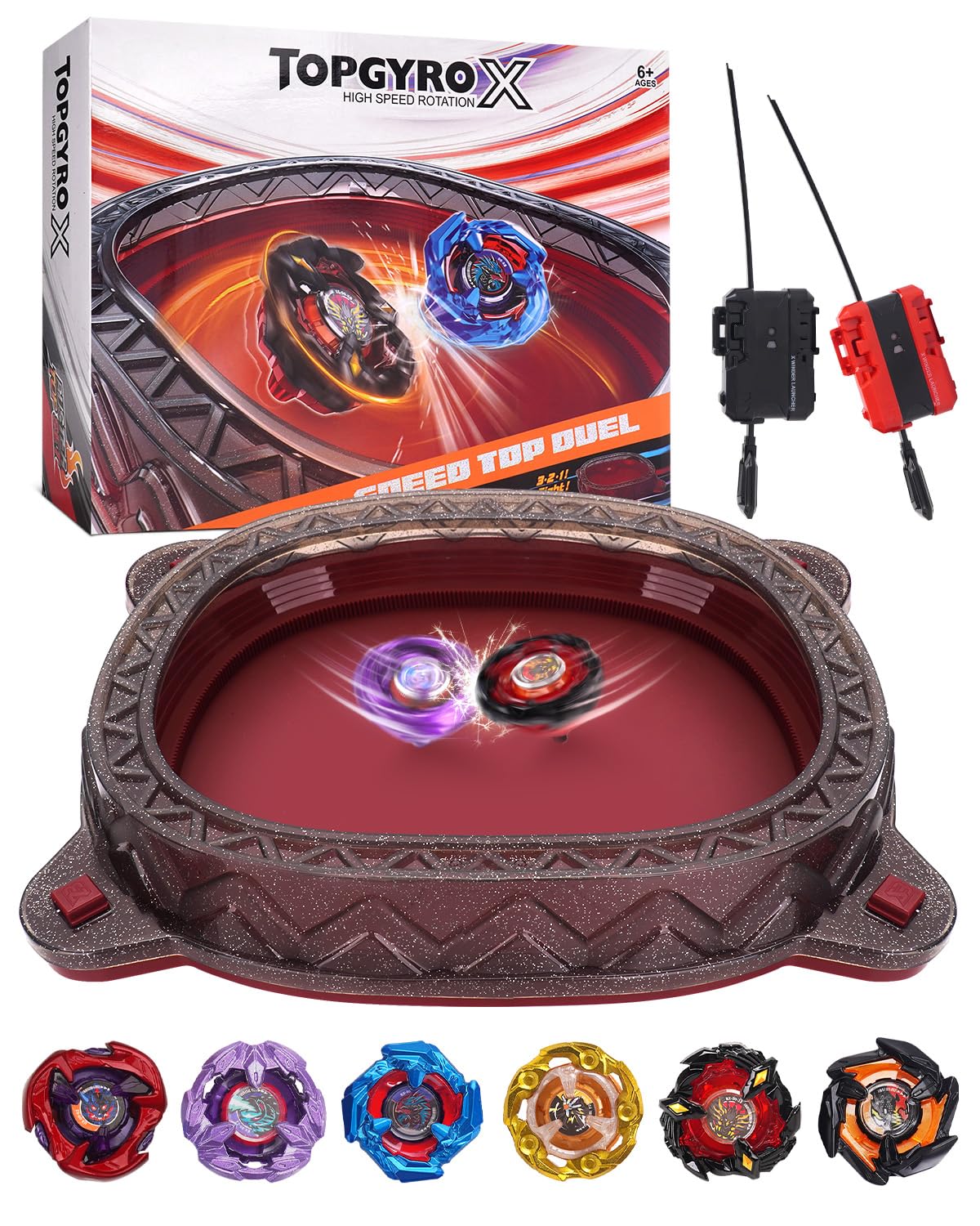 BGOVTAPO X Battle Arena Ultimate Set – 6 X Tops, 2 Launchers and 1 Stadium | Hig