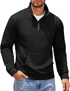 COOFANDY Mens Quarter Zip Sweatshirt Long Sleeve Casual Waffle Pullover Hoodies with Pocket