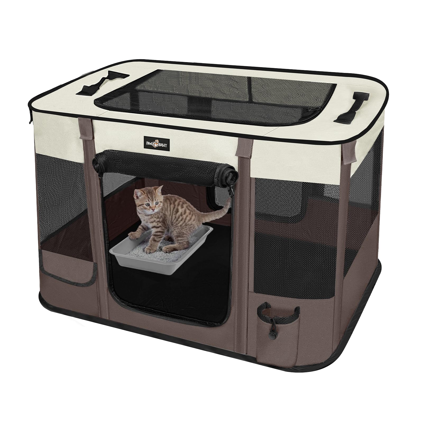 Paw Ballet Foldable Pet Kitten Playpen, Upgrade Waterproof Portable Cat Dog Play